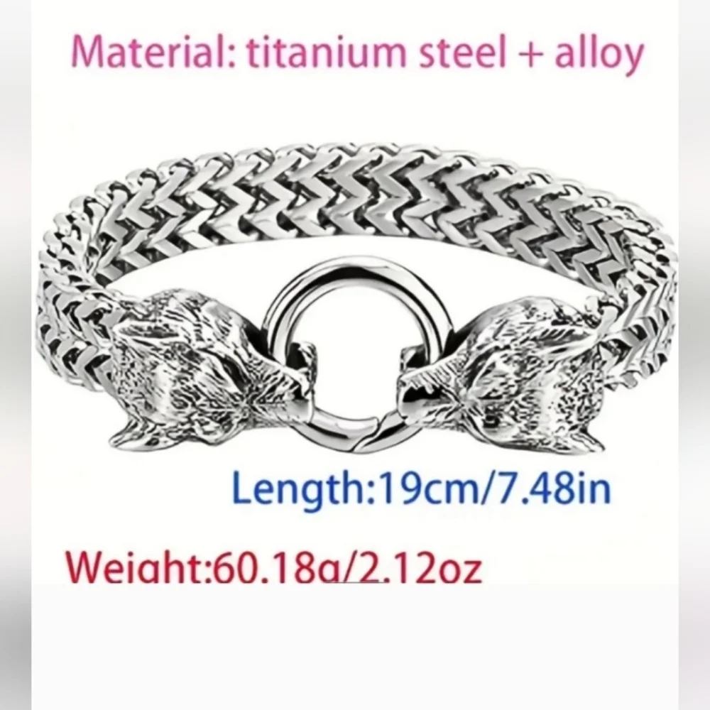 Wolf Head Bracelet Stainless Steel Nordic Viking 9